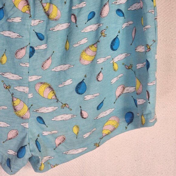 Dr. Seuss Seuss Blue Oh the Places You'll Go Poly Rayon Sleep Short Size M 8-10 - Picture 10 of 16